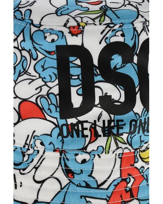 DSquared² White Printed Bucket Hat
