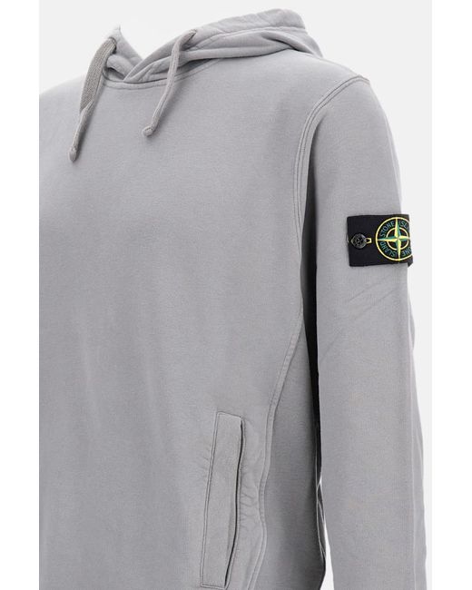 Stone Island Gray Logo Patch Hoodie for men