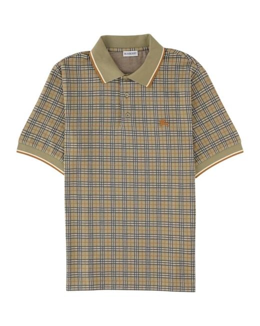 Burberry Gray Plaid Regular Polo for men