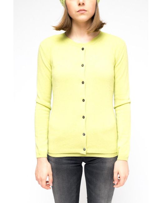 LA ROSE Yellow Cashmere Cardigan