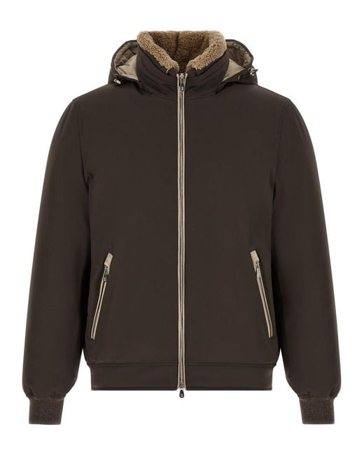 Brunello Cucinelli Black Solid Hood Jacket for men