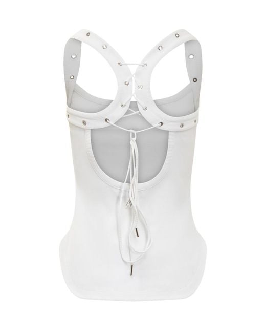 The Attico White Solid Scoop Neck Top