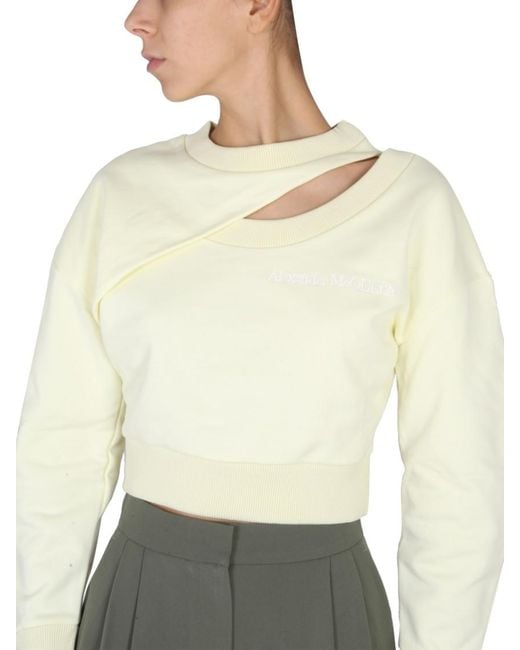 McQueen White Solid Crew Neck Sweatshirt