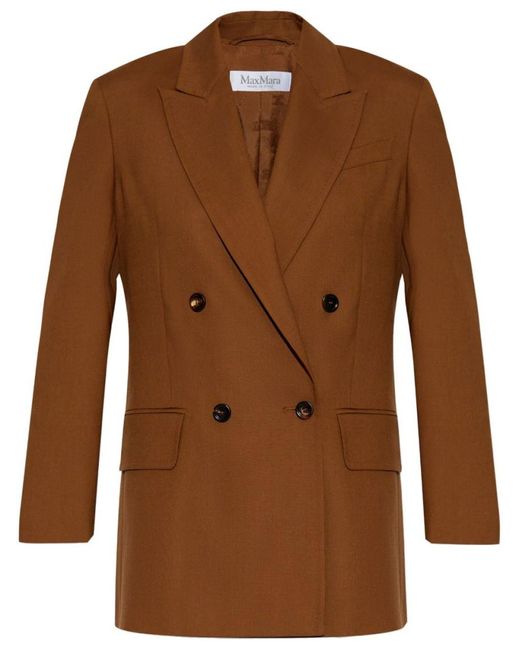 Max Mara Brown Mohair Wool And Silk Canvas Jacket