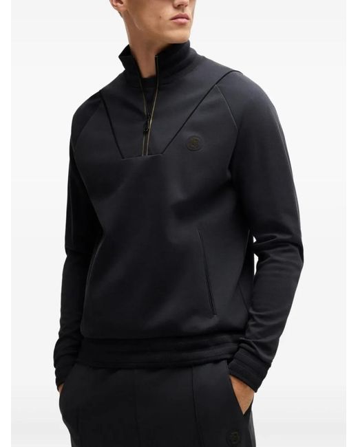 Boss Blue Front Zip Hoodie for men