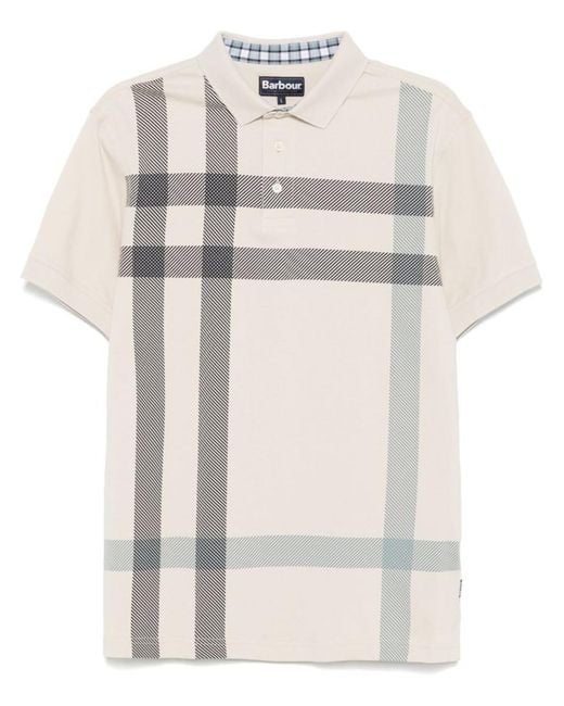 Barbour White Check Pattern Polo for men