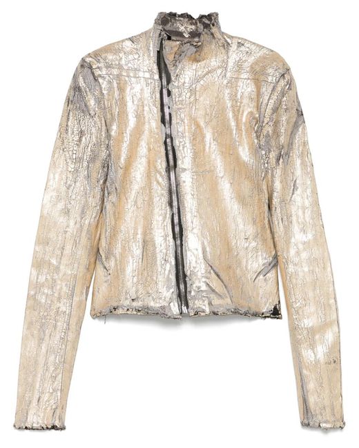 Rick Owens Natural Gary Coated Leather-Blend Biker Jacket