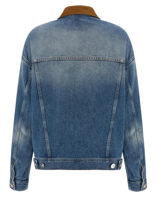 Versace Blue Solid Shirt Collar Jacket