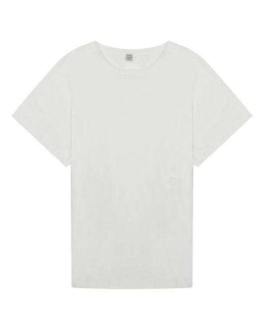 Totême White Solid Round Neck T-Shirt