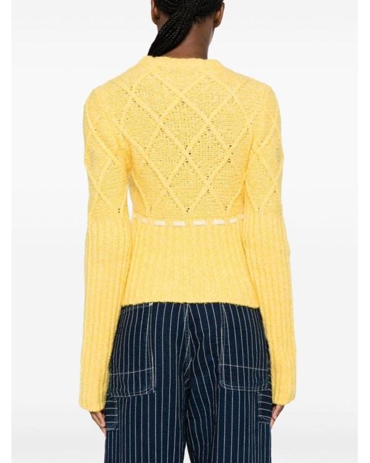 Cormio Yellow Interwoven-Design Sweater