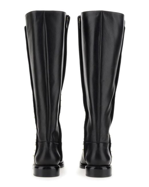 Stuart Weitzman Black Tall Studded Riding Boots