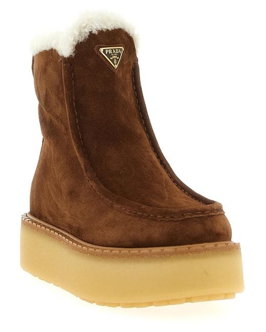 Prada Brown Suede Ankle Boots