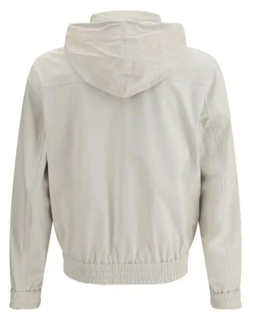 Brunello Cucinelli Gray Solid Hood Jacket for men