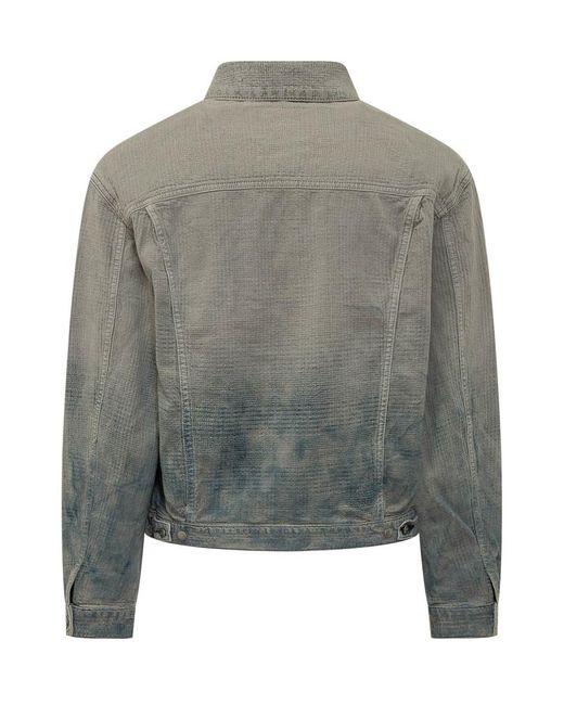 DIESEL Gray Solid Shirt Collar Jacket for men