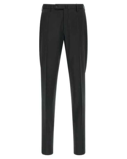 Incotex Black Slim Flat Front Pants for men