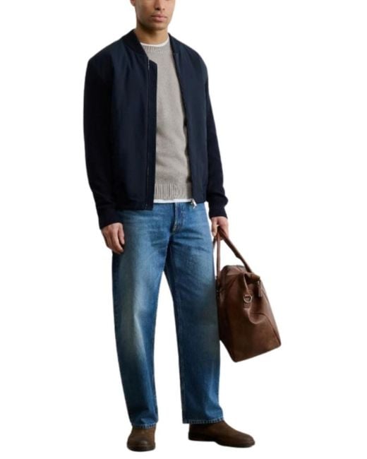 Boss Blue Full-Zip Bomber Jacket for men