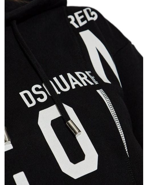DSquared² Black Cotton Cropped Hoodie