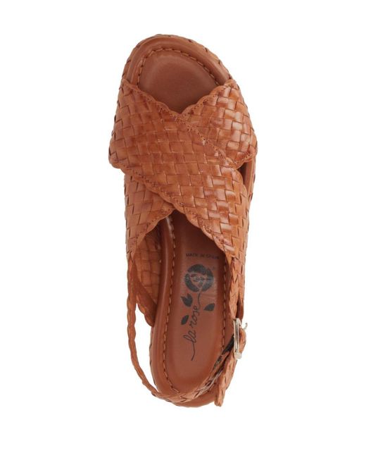 LA ROSE Brown Braided Heels
