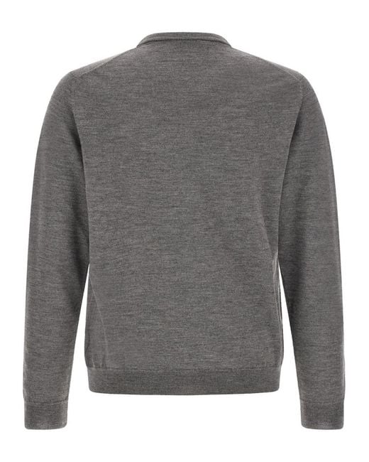 Zanone Gray Solid Crew Neck Sweater for men