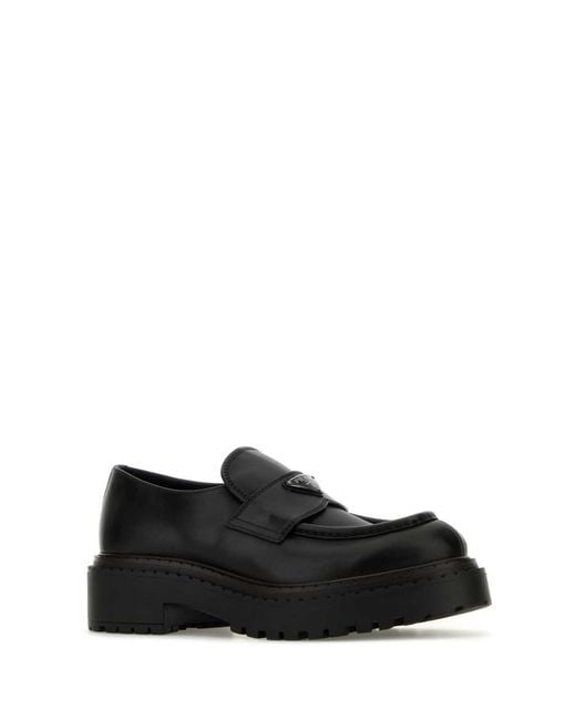 Prada Black Leather Loafers for men
