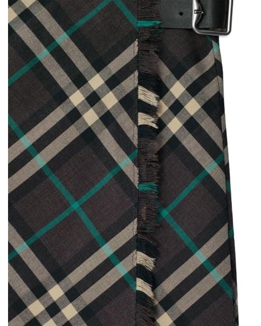 Burberry Gray Check-Pattern Mini Skirt