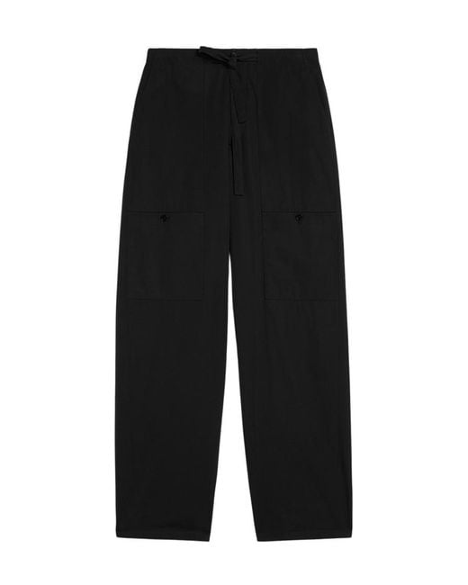 Jil Sander Black Drawstring Cargo Trousers for men