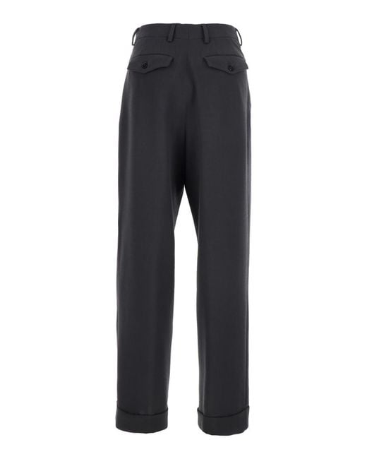 Dries Van Noten Blue Relaxed Pleated Pants