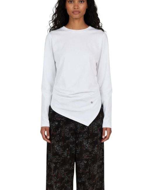Ganni White Solid Crew Neck T-Shirt