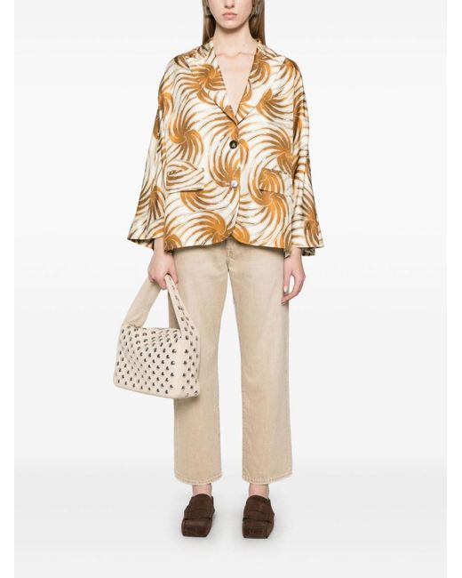 Alberto Biani Natural Printed Caban Jacket
