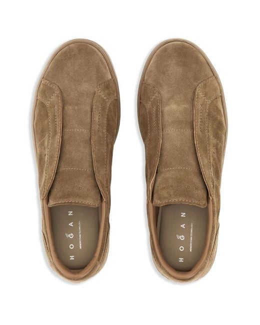 Hogan Brown Suede Logo Sneakers for men