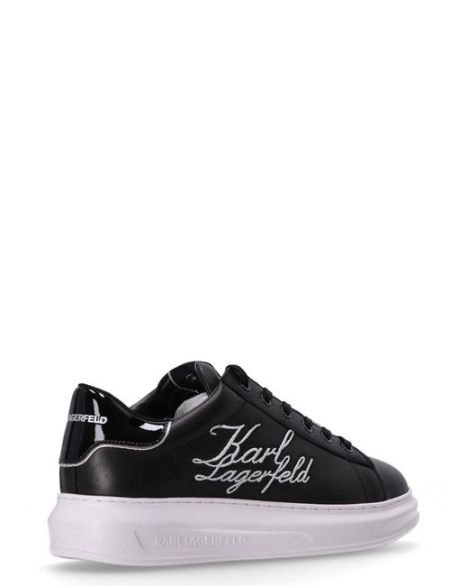 Karl Lagerfeld Black Logo Leather Sneakers for men