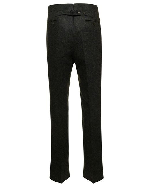 Thom Browne Black Flat Front Pants for men