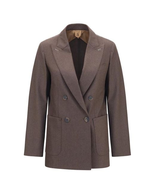 Max Mara Brown Solid Notched Lapel Blazer