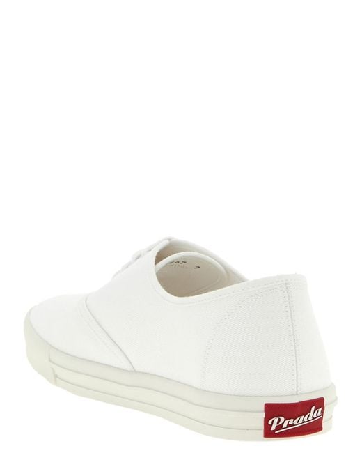 Prada White Solid Cotton Sneakers for men