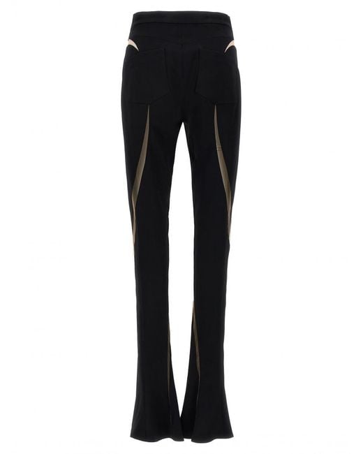Mugler Black Mesh Insert Leggings