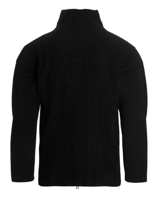 Issey Miyake Black High Neck Zip Sweater for men