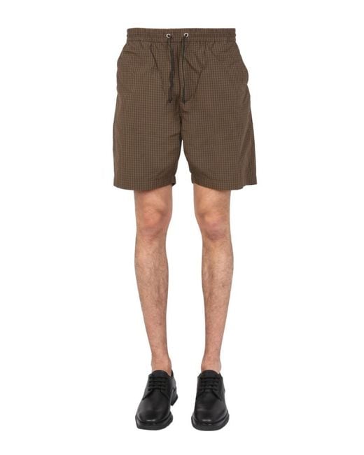 Universal Works Gray Checks Shorts for men