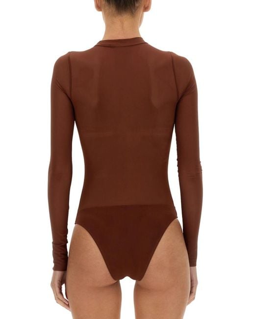 NOT AFTER TEN Brown Solid Mock Collar Top