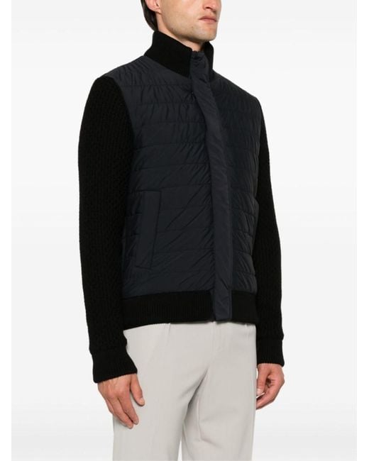 Herno Black Nylon And Wool Bomber Jacket for men