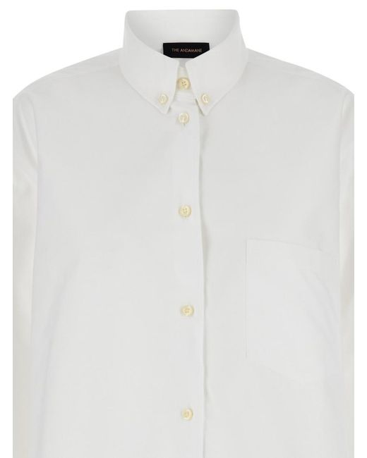 ANDAMANE White Oversized Solid Shirt