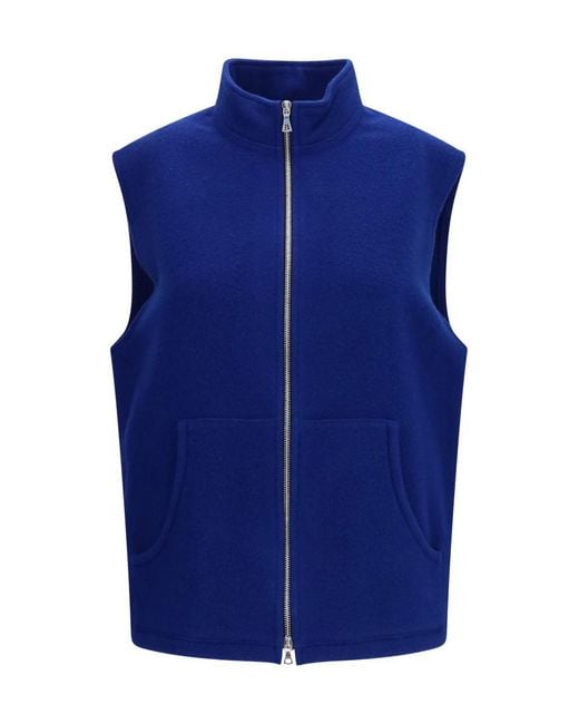 Rier Blue Solid Mock Collar Jacket