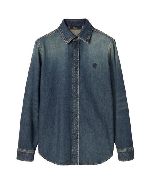 Gucci Blue Regular Logo Shirt for men