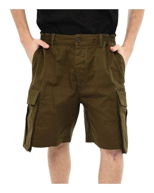 DSquared² Green Solid Cargo Shorts for men