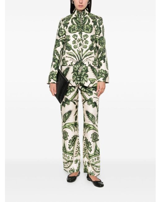 F.R.S For Restless Sleepers Green Printed Silk Trousers