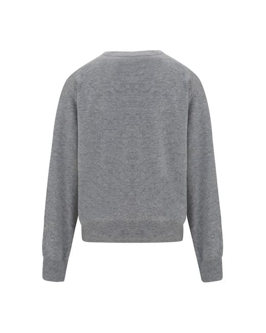 Brunello Cucinelli Gray Solid V Neck Sweater