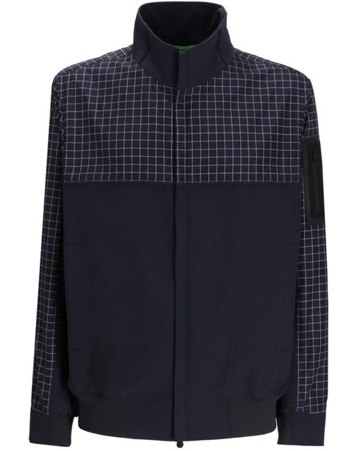Boss Blue Check Zip-Up Jacket for men