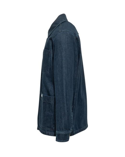 Fay Blue Solid Shirt Collar Jacket for men