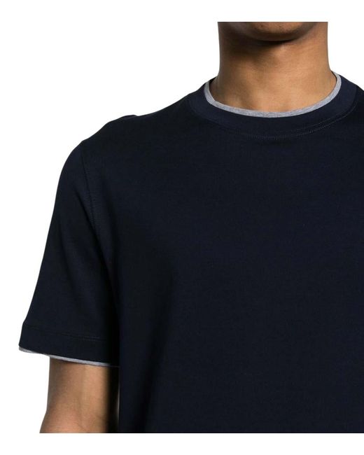 Brunello Cucinelli Black Solid T-Shirt for men