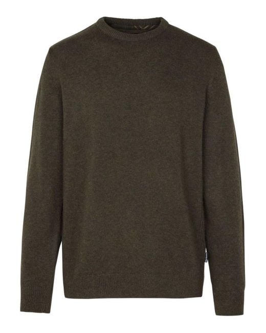 Barbour Green Elbow Patch Wool Sweater for men