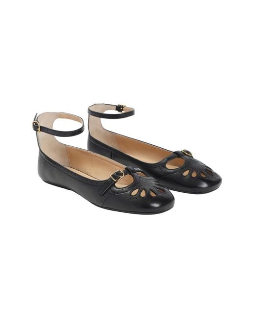 Chloé Black Perforated Ballet Flats